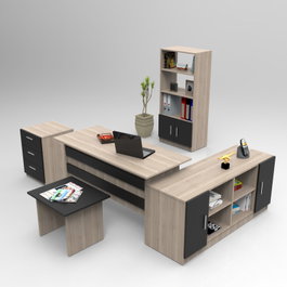 Hanah Home Vo15-Ob Conjunto de Muebles de Oficina Roble y Negro